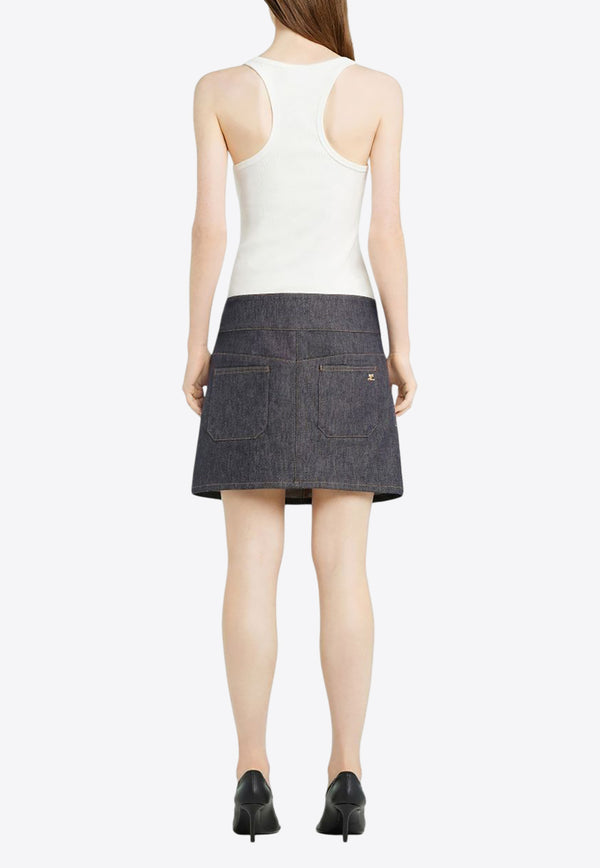 Courrèges Belted Denim Mini Skirt  Blue 125DJU218DE0035_9011