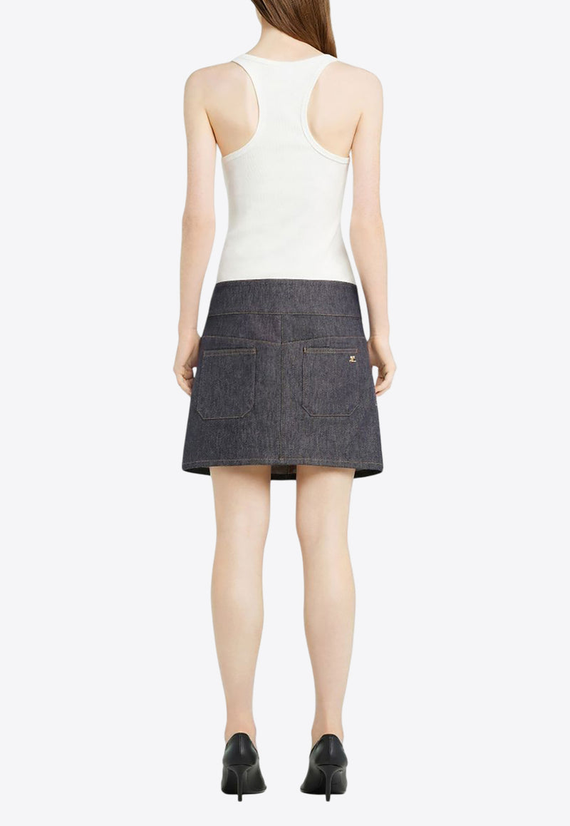 Courrèges Belted Denim Mini Skirt  Blue 125DJU218DE0035_9011