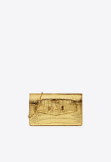 Versace Medusa 95 Croc-Embossed Leather Chain Clutch Gold 1020075 1A10014 1X00V