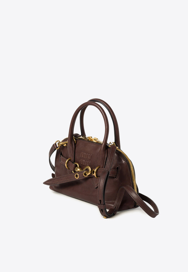 Miu Miu Aventure Nappa Leather Top Handle Bag Brown 5BB169VOOO2BBL_F0NBL