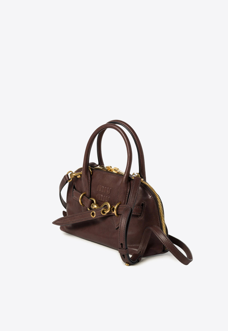 Miu Miu Aventure Nappa Leather Top Handle Bag Brown 5BB169VOOO2BBL_F0NBL