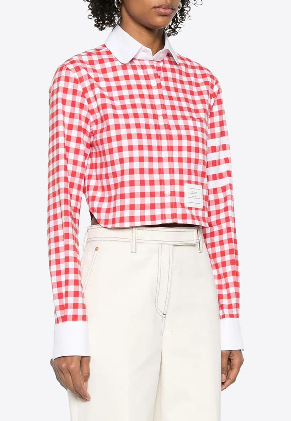 Thom Browne Gingham Check Cropped Shirt Red FLL164CF0945_600