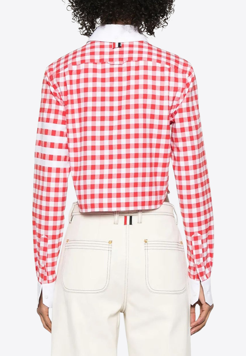 Thom Browne Gingham Check Cropped Shirt Red FLL164CF0945_600