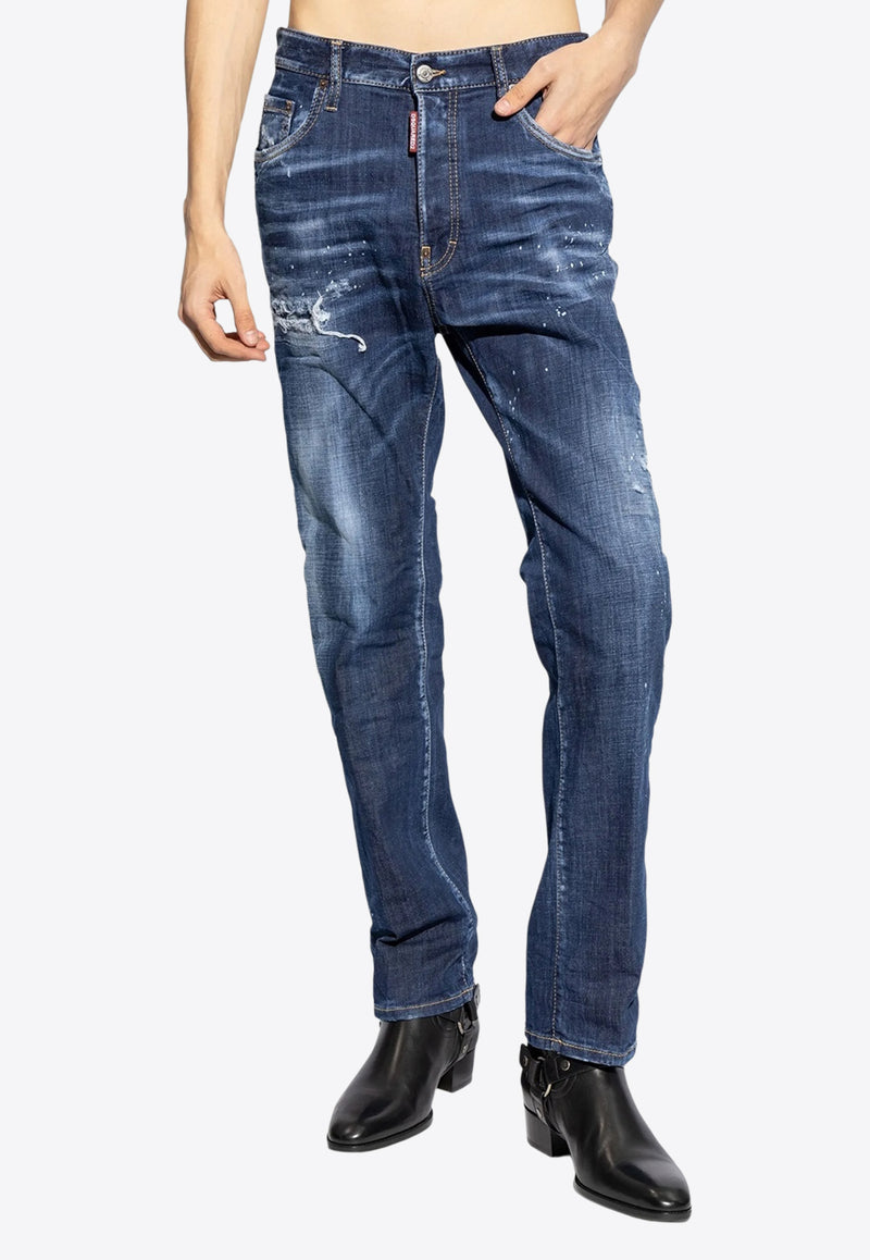 Dsquared2 642 Distressed Straight-Leg Jeans Blue S74LB1557S30664_470