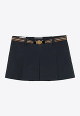 Miu Miu Pleated Mini Skirt with Embroidered-Logo Navy MG2406SOOO12NS_F0008