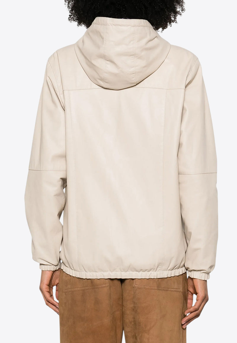 P.A.R.O.S.H Mitra Reversible Leather Zip-Up Jacket Sand D431707MITRA_038