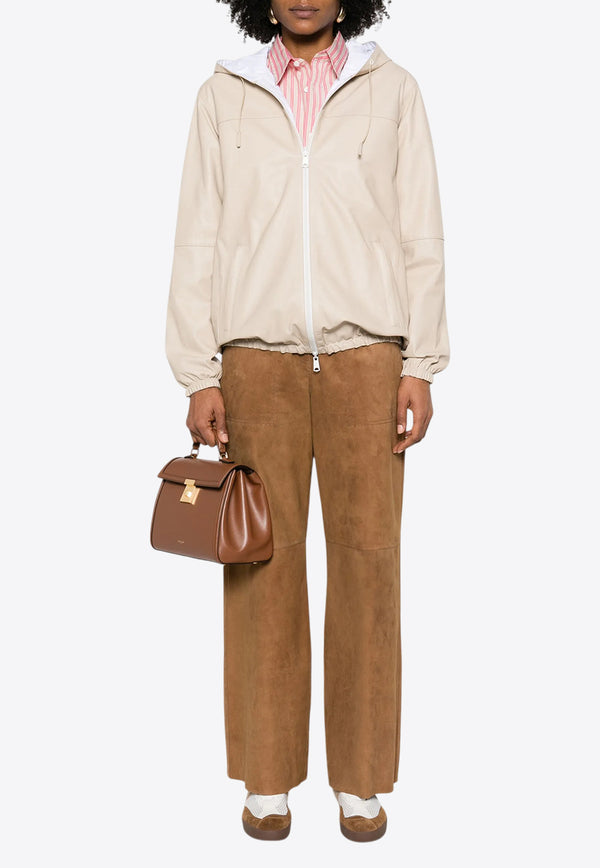 P.A.R.O.S.H Mitra Reversible Leather Zip-Up Jacket Sand D431707MITRA_038