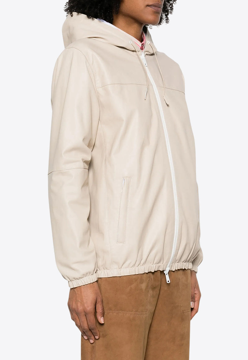 P.A.R.O.S.H Mitra Reversible Leather Zip-Up Jacket Sand D431707MITRA_038