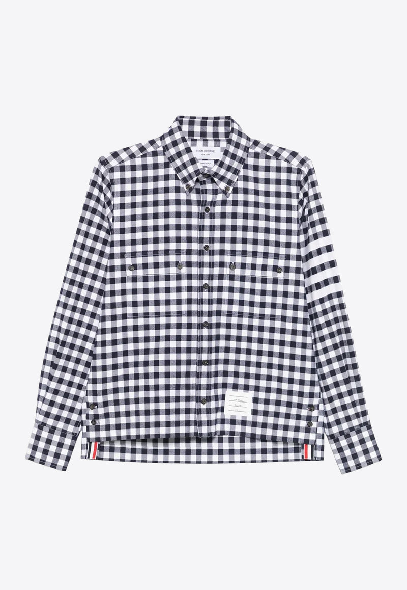 Thom Browne Gingham Check Long-Sleeved Shirt Blue MWL417AF0945_415