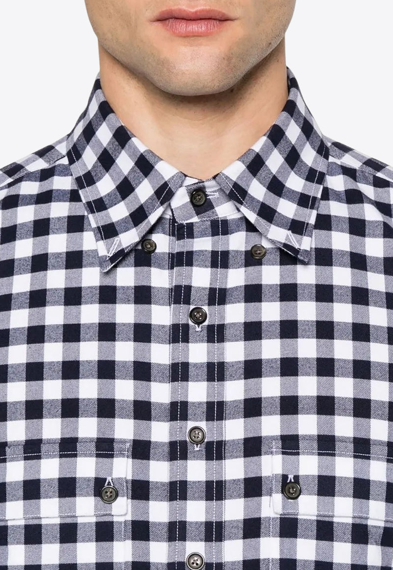 Thom Browne Gingham Check Long-Sleeved Shirt Blue MWL417AF0945_415