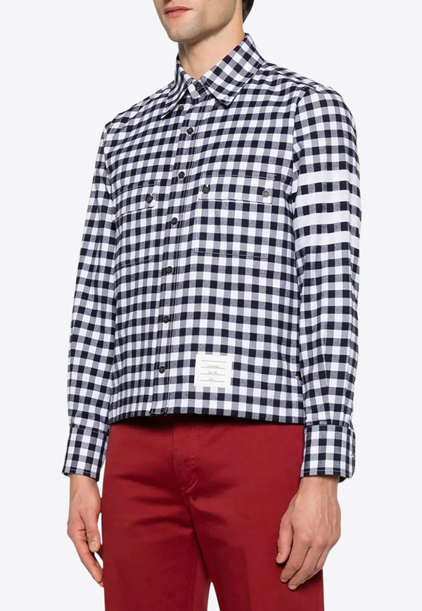 Thom Browne Gingham Check Long-Sleeved Shirt Blue MWL417AF0945_415