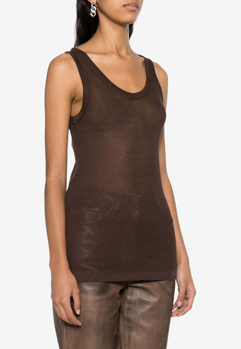 Lemaire Seamless Ribbed Tank Top Chocolate TO1156LK1017_BR490