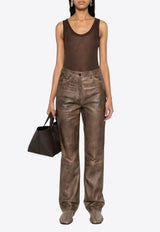 Lemaire Seamless Ribbed Tank Top Chocolate TO1156LK1017_BR490