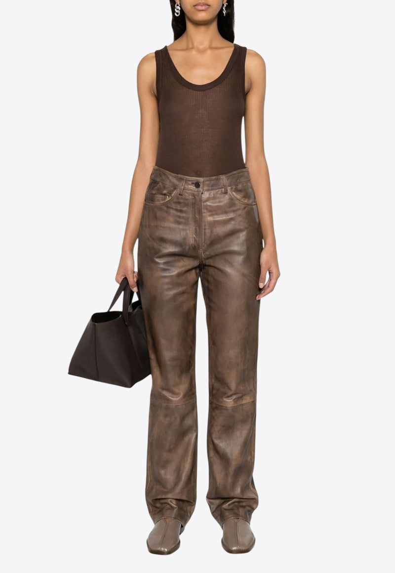 Lemaire Seamless Ribbed Tank Top Chocolate TO1156LK1017_BR490