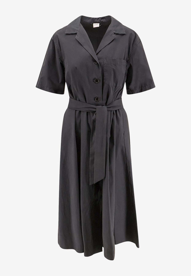 Aspesi Belted Midi Shirt Dress Gray G2940G329_85228_Brown_32772322
