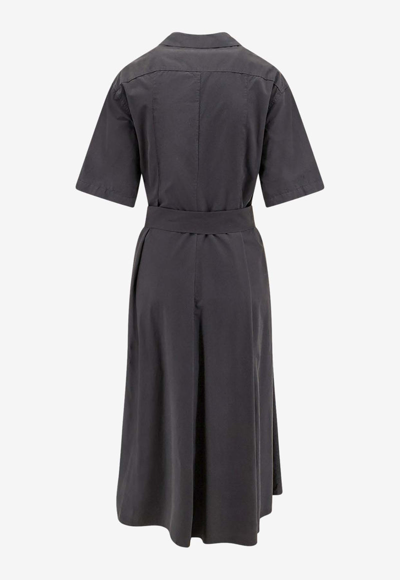 Aspesi Belted Midi Shirt Dress Gray G2940G329_85228_Brown_32772322