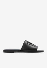 Dolce & Gabbana DG Cut-Out Logo Leather Slides Black A80397 AO602-80999