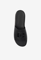 Dolce & Gabbana DG Cut-Out Logo Leather Slides Black A80397 AO602-80999