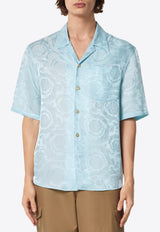 Versace Barocco Jacquard Short-Sleeved T-shirt Light Blue 1020293 1A10070 1VG40