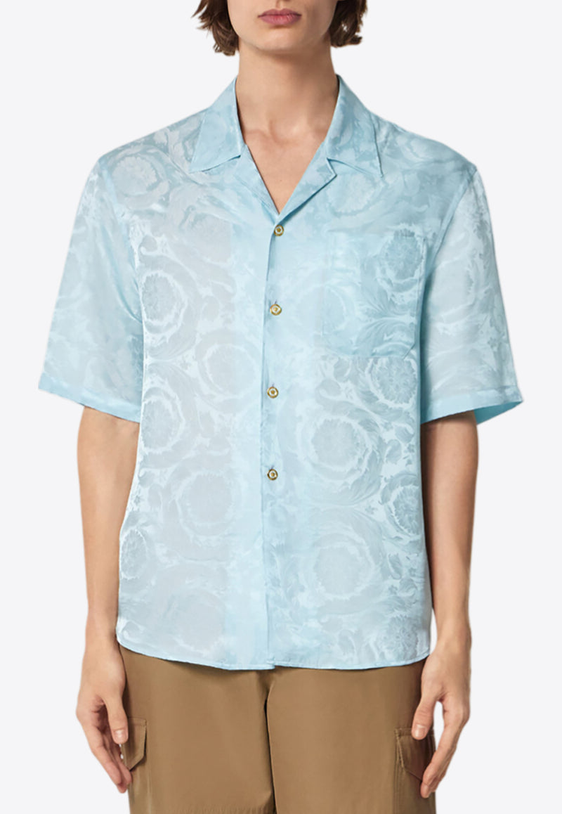 Versace Barocco Jacquard Short-Sleeved T-shirt Light Blue 1020293 1A10070 1VG40