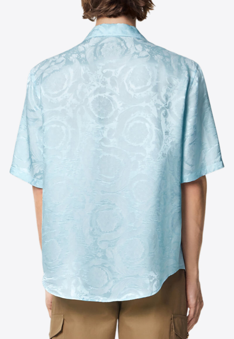 Versace Barocco Jacquard Short-Sleeved T-shirt Light Blue 1020293 1A10070 1VG40