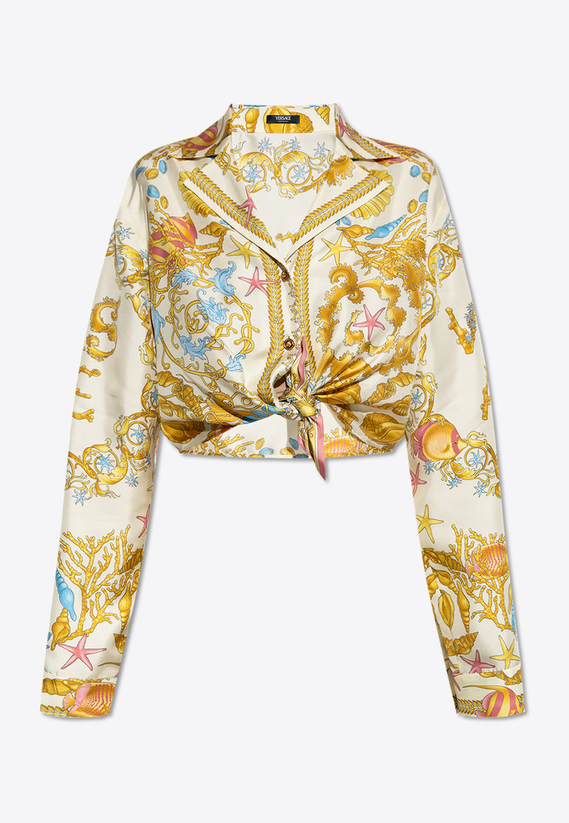 Versace Underwater Barocco Print Knotted Shirt Multicolor 1020307 1A14746 5K640