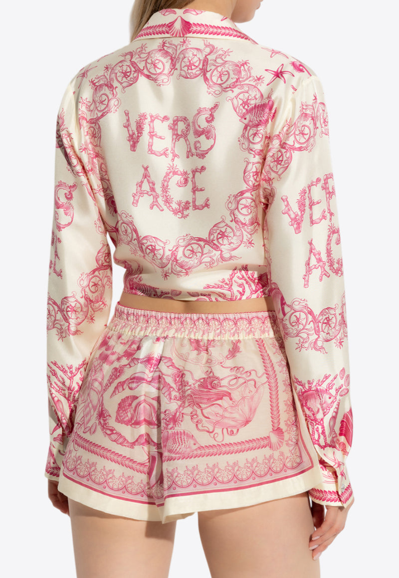 Versace Underwater Barocco Print Knotted Shirt Pink 1020307 1A15277 5K660
