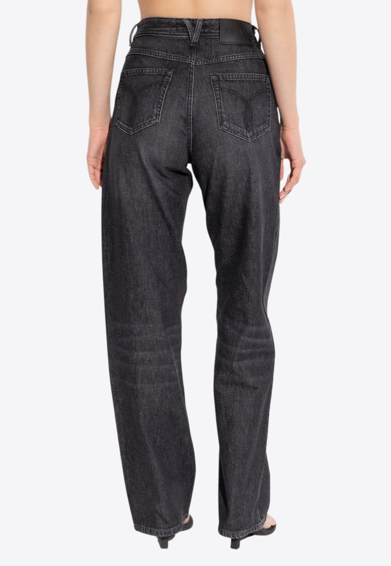 Versace Metal Mesh High-Rise Jeans Black 1020410 1A14809 1D040