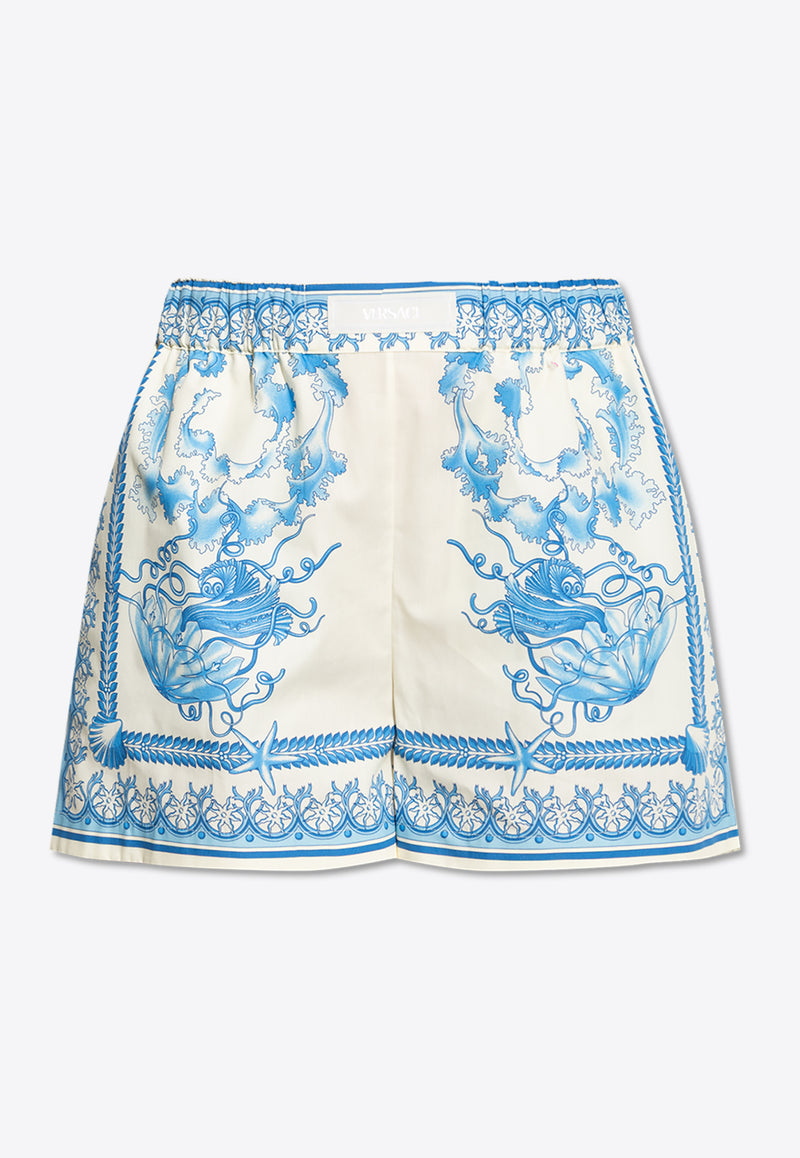 Versace Underwater Barocco Print Mini Shorts Blue 1020416 1A15278 5K650