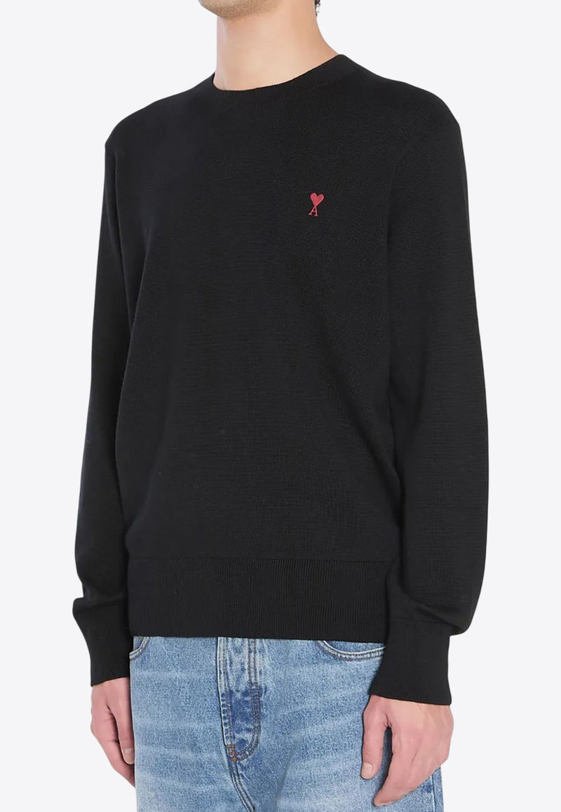 AMI PARIS Ami De Coeur Wool Sweater Black HKS826001_009