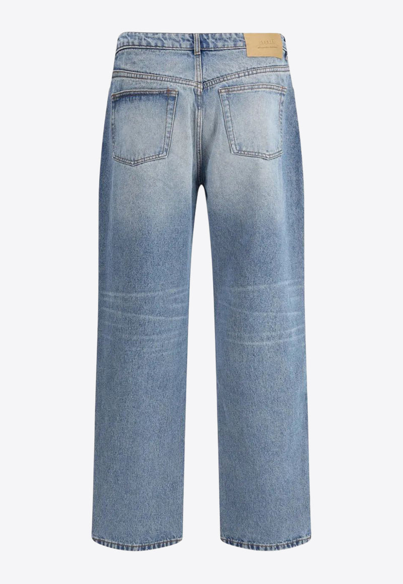 AMI PARIS Straight-Leg Washed Jeans Blue HTR450DE0046_480