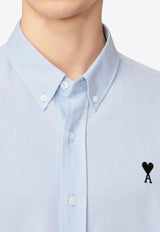 AMI PARIS Ami De Coeur Long-Sleeved Oxford Shirt Light Blue HSH763CO0031_450