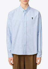 AMI PARIS Ami De Coeur Long-Sleeved Oxford Shirt Light Blue HSH763CO0031_450