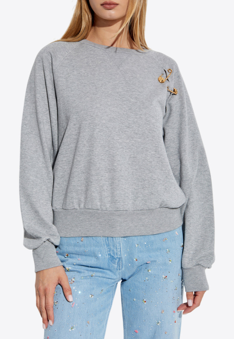 Versace Safety Pin Crewneck Sweatshirt Gray 1020460 1A14817 1E230