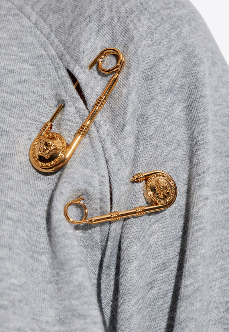 Versace Safety Pin Crewneck Sweatshirt Gray 1020460 1A14817 1E230