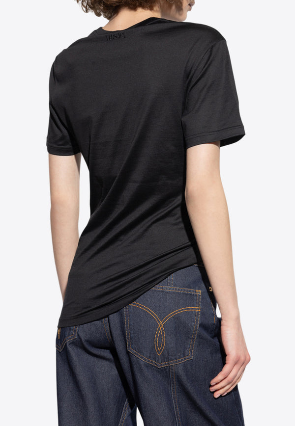 Versace Safety Pin Draped Crewneck T-shirt Black 1020461 1A14818 1B000