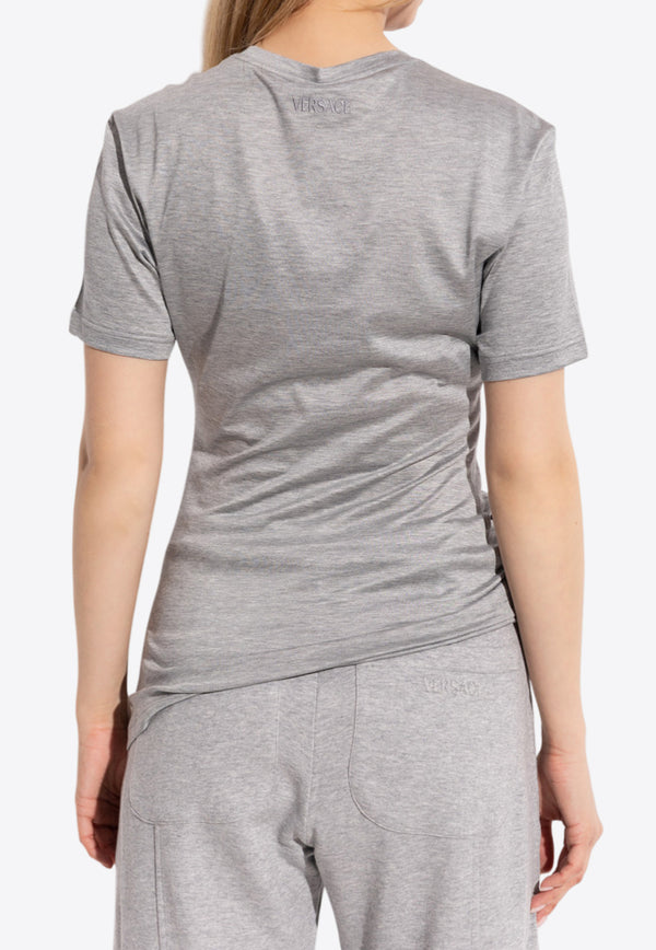 Versace Safety Pin Draped Crewneck T-shirt Gray 1020461 1A14818 1E230