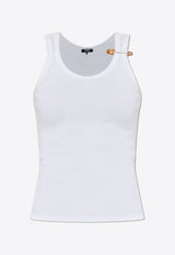 Versace Safety Pin Ribbed Tank Top White 1020463 1A15333 1W000