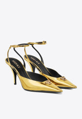 Versace La Medusa 85 Metallic Leather Slingback Pumps Gold 1020479 1A08609 1X00V