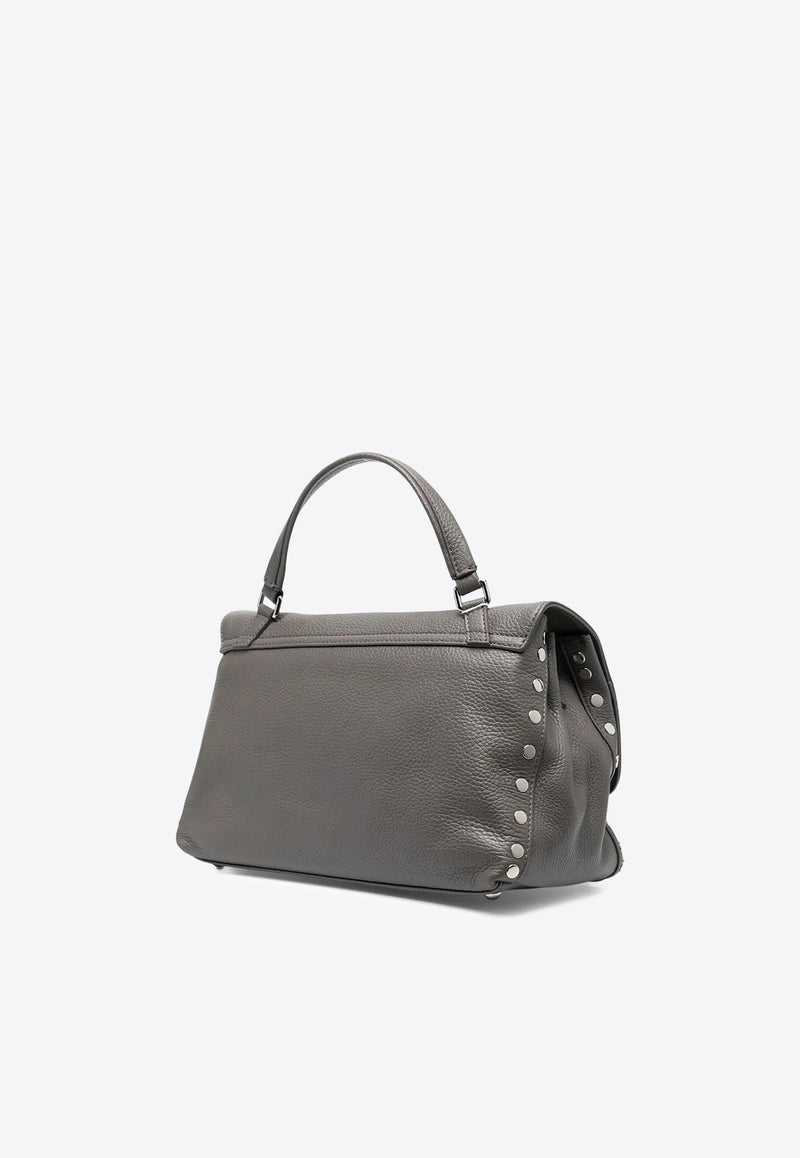 Zanellato Small Postina Grained Leather Top Handle Bag Gray 0680100040000S_Z0130