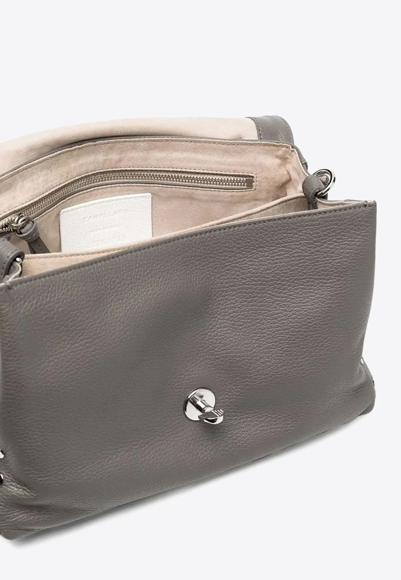 Zanellato Small Postina Grained Leather Top Handle Bag Gray 0680100040000S_Z0130