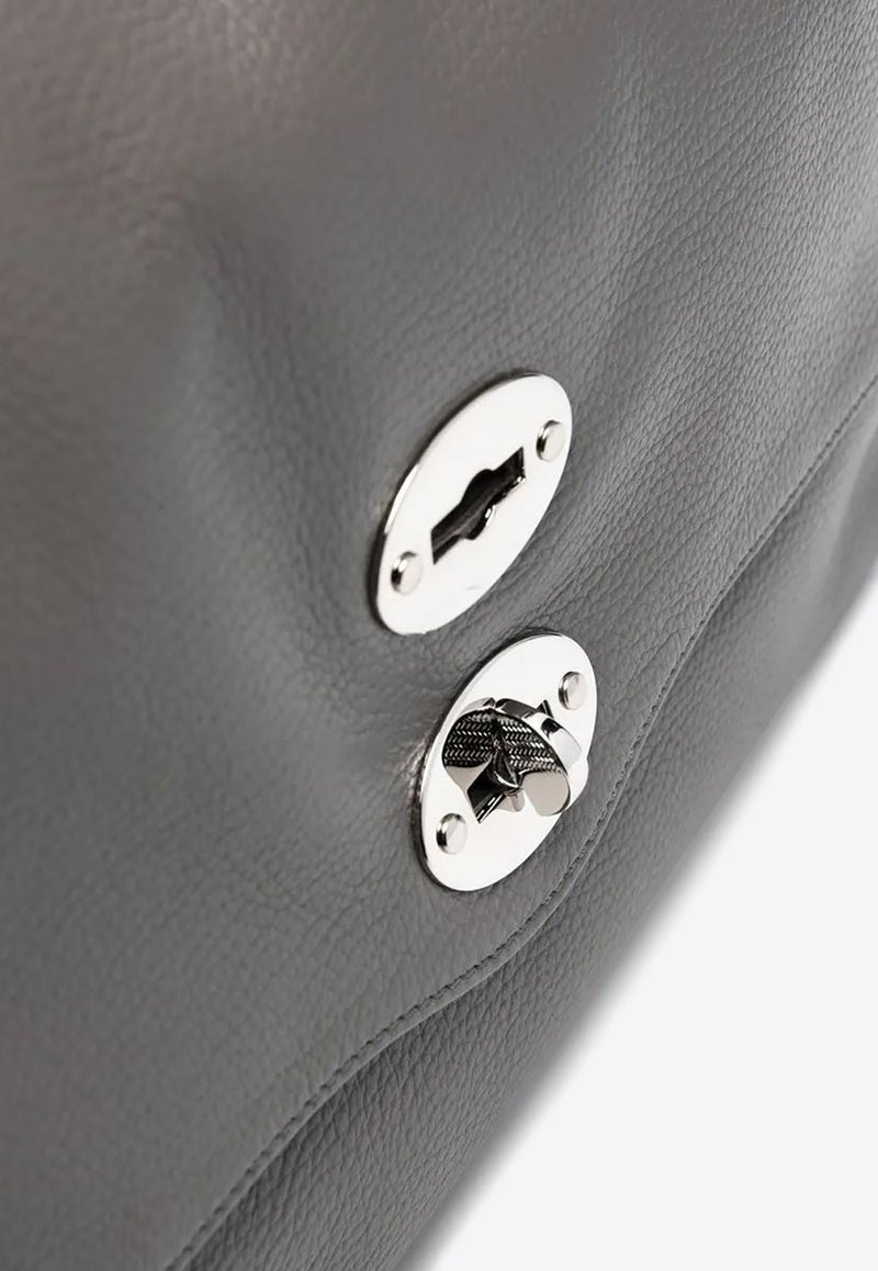 Zanellato Medium Postina Leather Crossbody Bag Gray 0680100040000M_Z0130