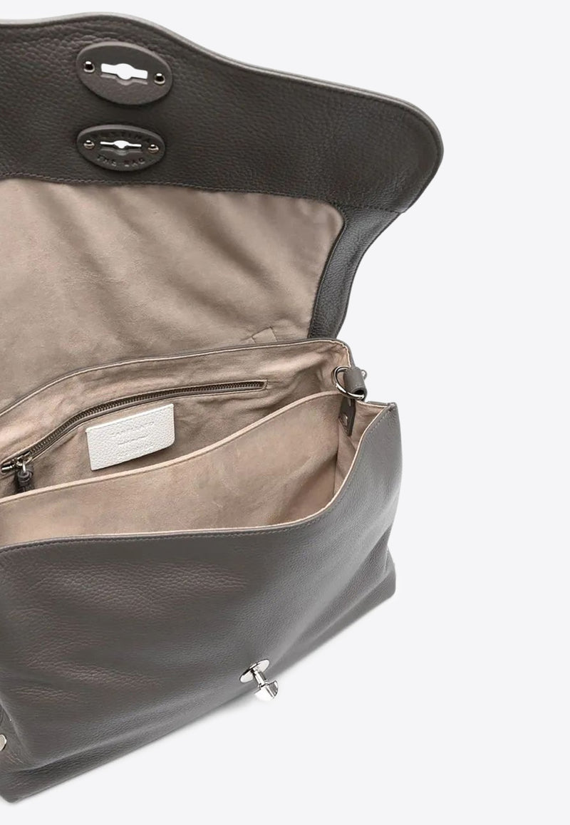 Zanellato Medium Postina Leather Crossbody Bag Gray 0680100040000M_Z0130