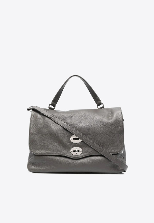Zanellato Medium Postina Leather Crossbody Bag Gray 0680100040000M_Z0130