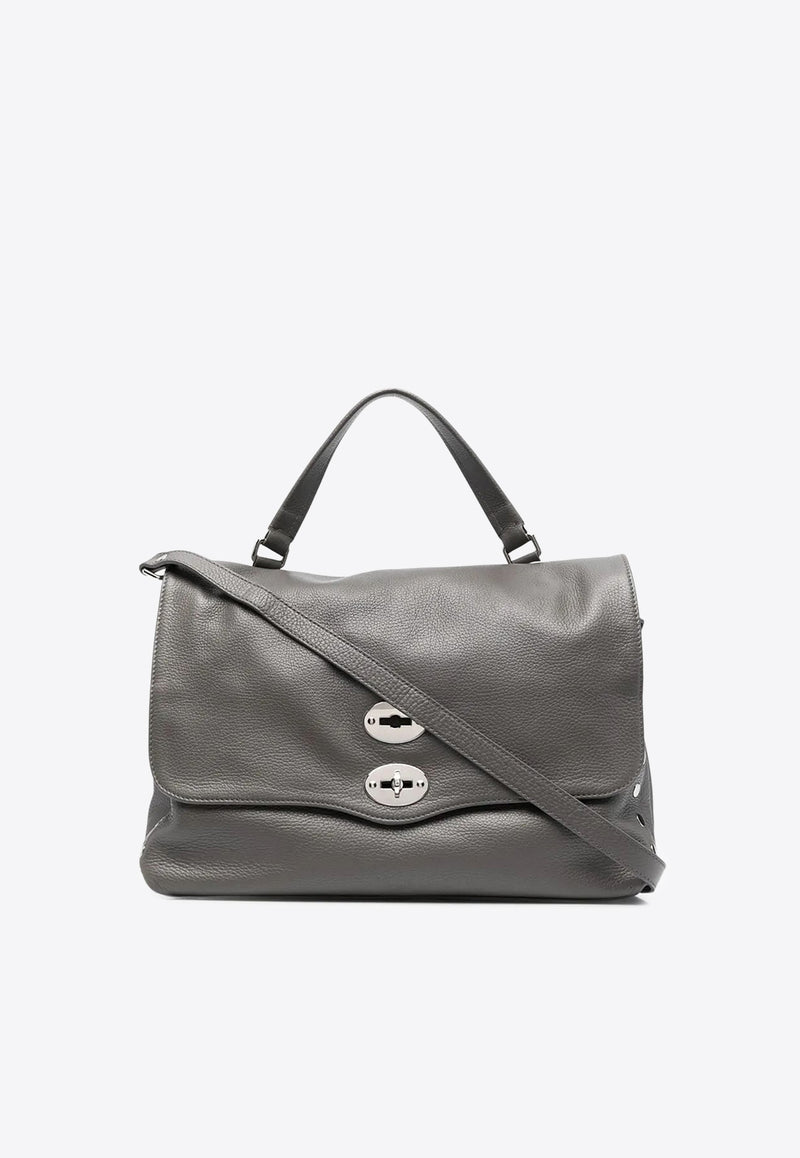 Zanellato Medium Postina Leather Crossbody Bag Gray 0680100040000M_Z0130