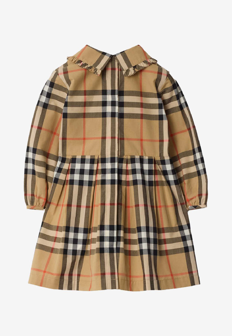 Burberry Kids Girls Vintage Check Shirred Mini Dress Beige 8112625161801/R_BURBE-B9368
