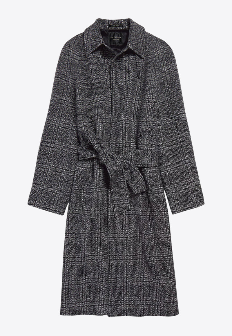 Balenciaga One Layer Raglan Checked Wool Coat Gray 838934TSU201269_NERO GRIGIO_34275614