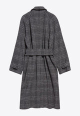 Balenciaga One Layer Raglan Checked Wool Coat Gray 838934TSU201269_NERO GRIGIO_34275614