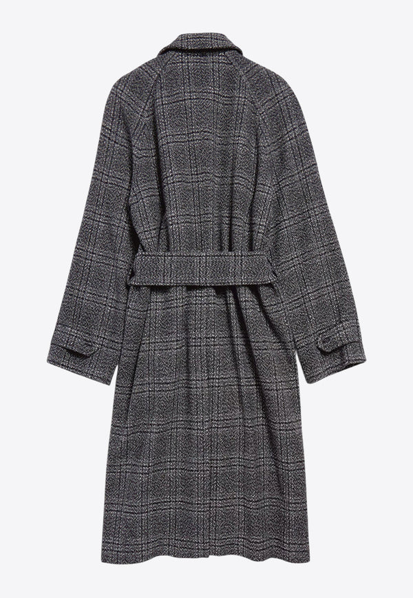 Balenciaga One Layer Raglan Checked Wool Coat Gray 838934TSU201269_NERO GRIGIO_34275614