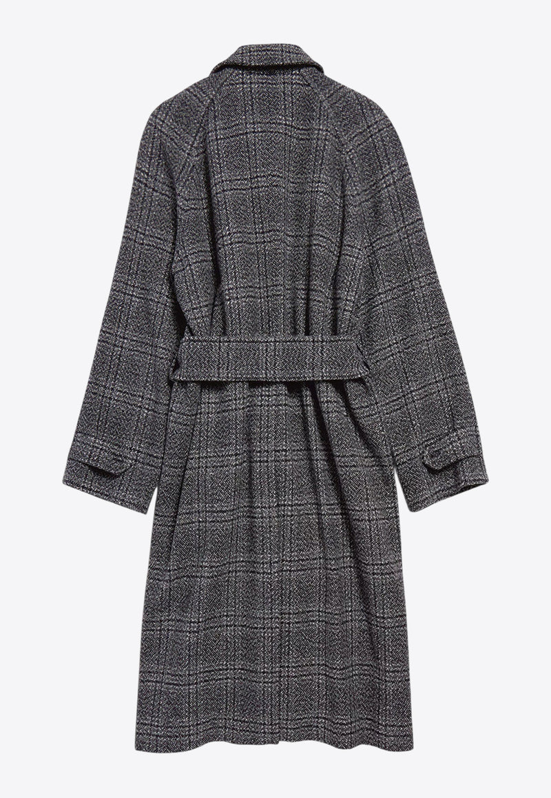 Balenciaga One Layer Raglan Checked Wool Coat Gray 838934TSU201269_NERO GRIGIO_34275614